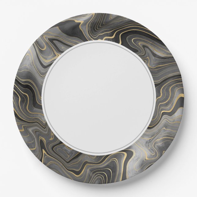 Earth Strata Gray Black Pappteller (Vorderseite)