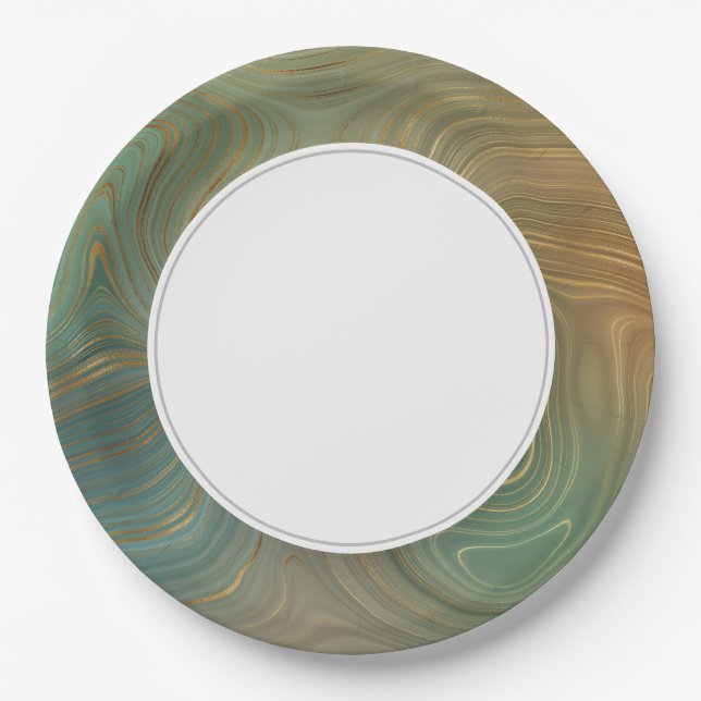 Earth Strata Orange Green Pappteller (Vorderseite)