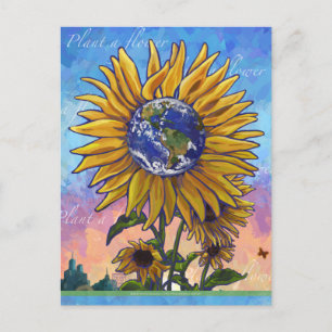Earth Sunflower Postcard Postkarte