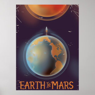 Earth To Mars Vintages Sci-Fi-Poster Poster