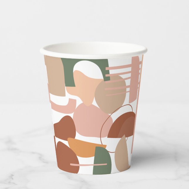 Earth Tone Abstrakt Pattern Pappbecher (Vorderseite)