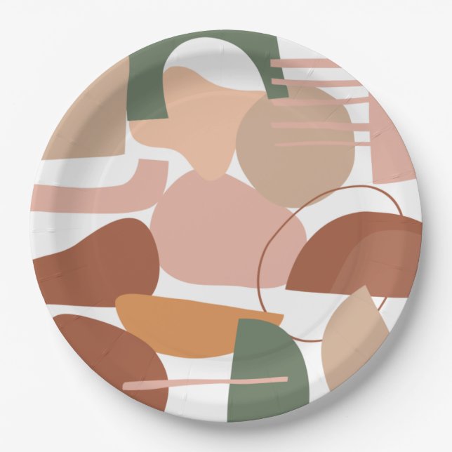 Earth Tone Abstrakt Pattern Pappteller (Vorderseite)