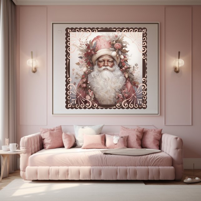Earth Tone Black Santa mit zarter rosa Blume Poster (Von Creator hochgeladen)