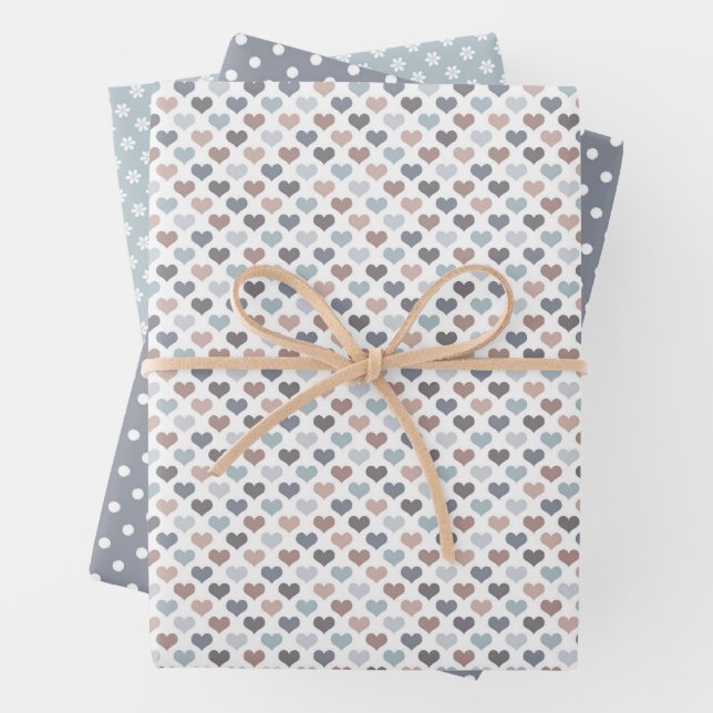 Earth Tone Blue/Seafoam/Gray Wrapping Paper Sheets Geschenkpapier Set (Beispiel)