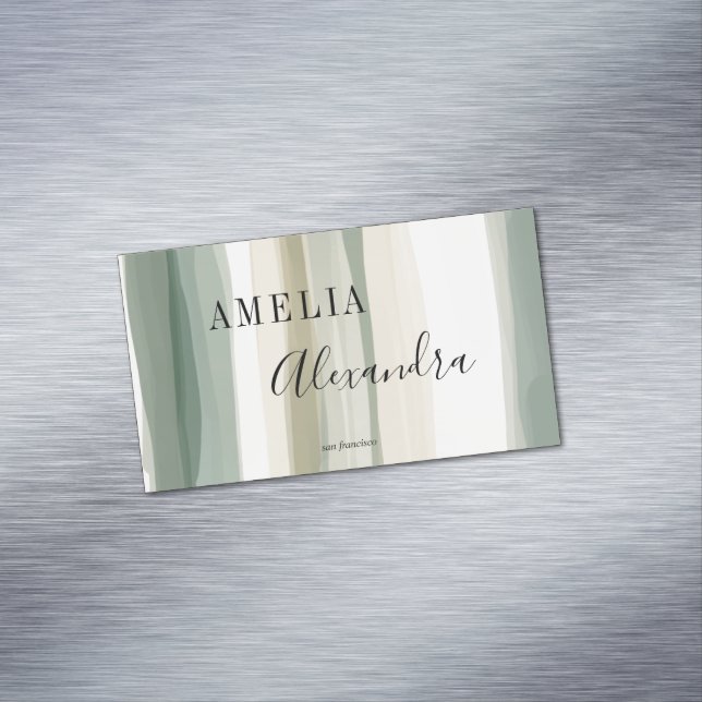 Earth tone Boho Retro Script Abstrakte Wavy Lines Magnetische Visitenkarte (Beispiel)