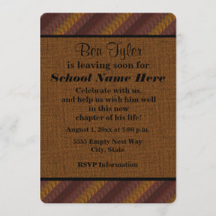 Earth Tone Brown Rust "Off to Uni" laden Einladung