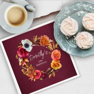 Earth Tone Burgundy Fall Blume 50. Geburtstag Serviette