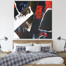 Earth Tone Collage with Red Accents Abstrakt Leinwanddruck