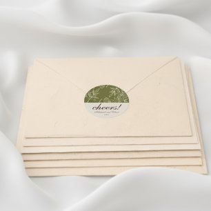 Earth Tone Floral Cheers! Custom Hochzeit Runder Aufkleber