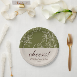 Earth Tone Floral Cheers! Hochzeit Untersetzer Gef Pappteller