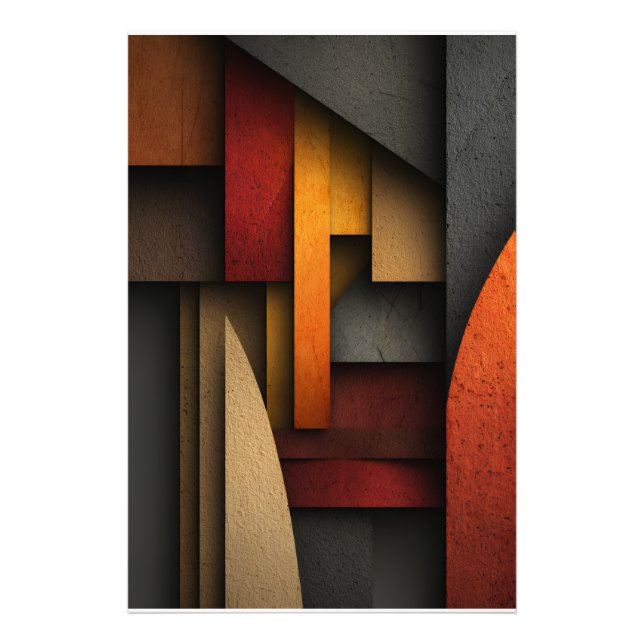 Earth Tone Geometric Layers Abstract Fotodruck (Vorne)