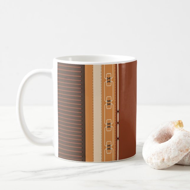 Earth Tone Geometric Pattern Mug Kaffeetasse (Mit Donut)