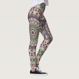 Earth Tone Green und Brown Mandala Pattern Leggings