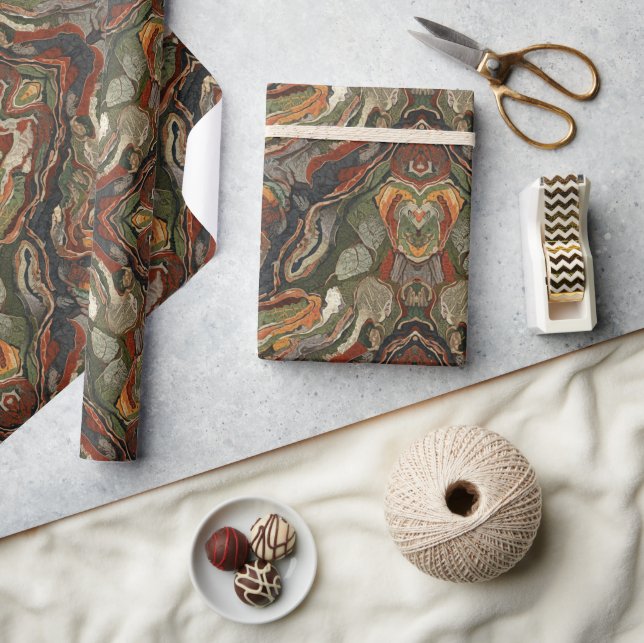 Earth Tone Marble Swirl Geschenkpapier (Kunsthandwerk)