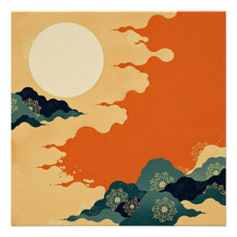 Earth Tone Minimalistisch Japandi Zen Vibes Poster