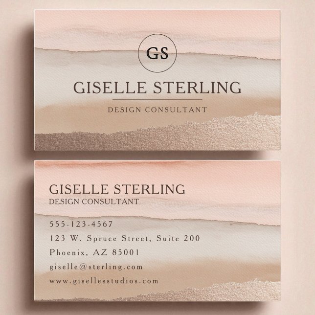 Earth Tone Monogram Boho Terracotta Wasserfarbe Visitenkarte (Von Creator hochgeladen)