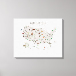 Earth Tone National Park Map Woodland Kinderzimmer Leinwanddruck