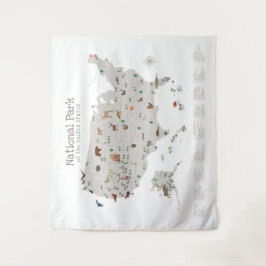 Earth Tone National Park Map Woodland Kinderzimmer Wandteppich