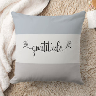 Earth Tone Striping "Gratitude" Script Throw Kisse Kissen