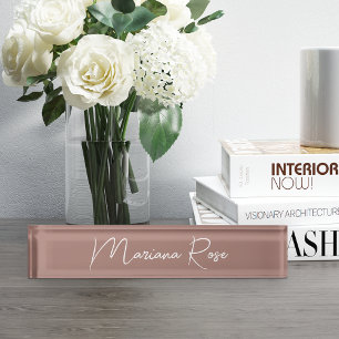 Earth Tone Terracotta Elegantes handgeschriebenes  Namensplakette