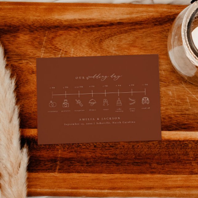 Earth Tone Terracotta Wedding Timeline Insert Card (Von Creator hochgeladen)