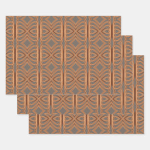 Earth Tone Tribal Ribbon Abstraktes Muster Art Geschenkpapier Set