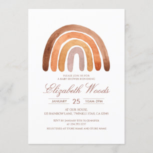 Earth Tone Watercolor Boho Rainbow Baby Dusche Einladung