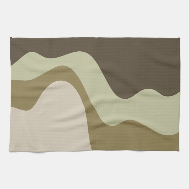Earth Tone Waves Abstrakt Art Kitchen Handtücher (Horizontal)