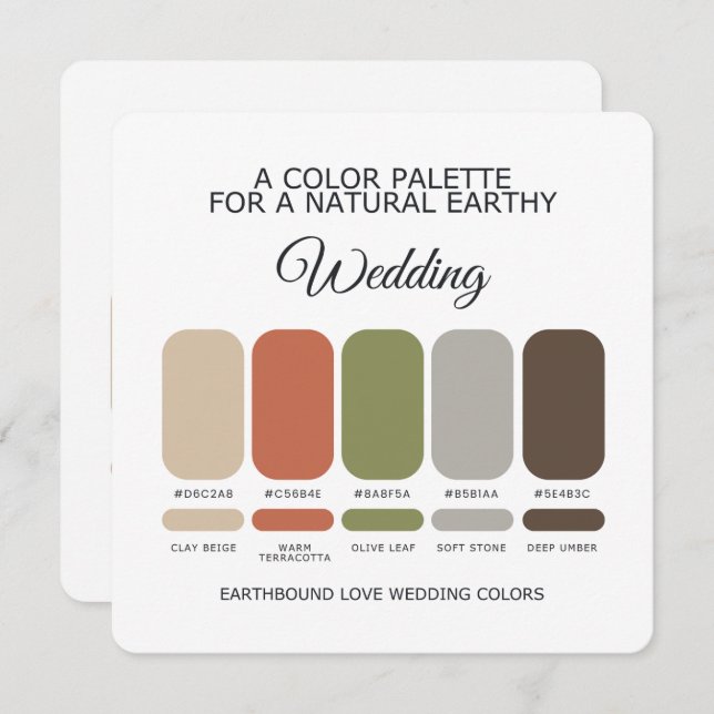 Earth Tone Wedding Color Palette Card Einladung (Vorne/Hinten)