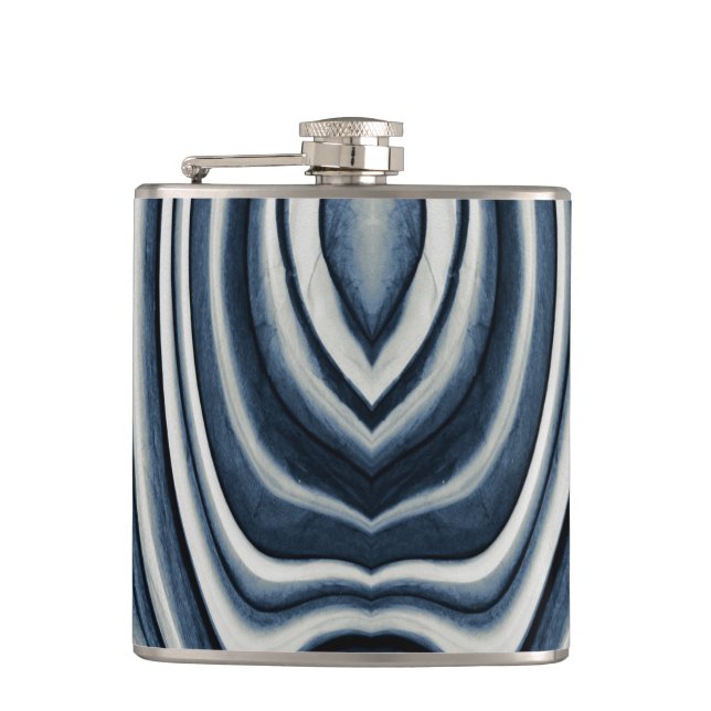 Earth Toned Blue Abstrakt Pattern Flachmann (Vorderseite)
