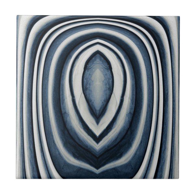 Earth Toned Blue Abstrakt Pattern Fliese (Vorderseite)