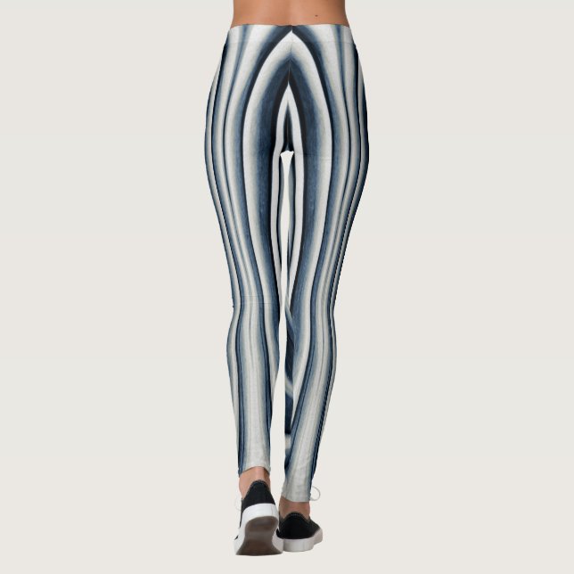 Earth Toned Blue Abstrakt Pattern Leggings (Rückseite)