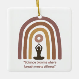 Earth-Toned Mindfulness Rainbow Yoga Design Keramikornament
