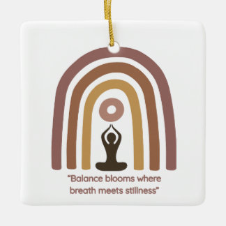 Earth-Toned Mindfulness Rainbow Yoga Design Keramikornament