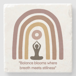 Earth-Toned Mindfulness Rainbow Yoga Design Steinuntersetzer