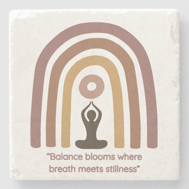 Earth-Toned Mindfulness Rainbow Yoga Design Steinuntersetzer (Vorderseite)