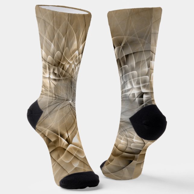 Earth Tones Abstract Modern Fractal Art Texture Socken (Gewinkelt)