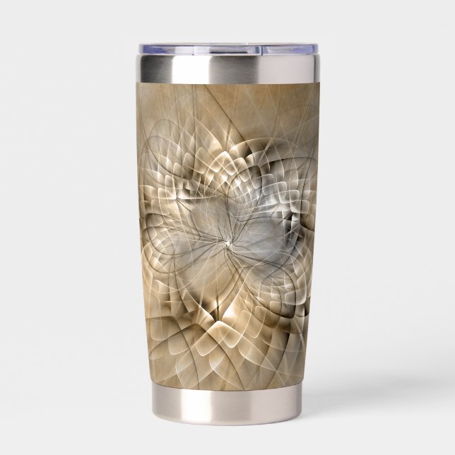 Earth Tones Abstract Modern Fractal Art Texture Thermobecher (Vorderseite)