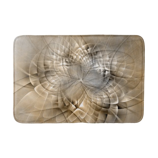 Earth Tones Abstrakt Moderne Fraktal Art Textur Badematte (Vorderseite)