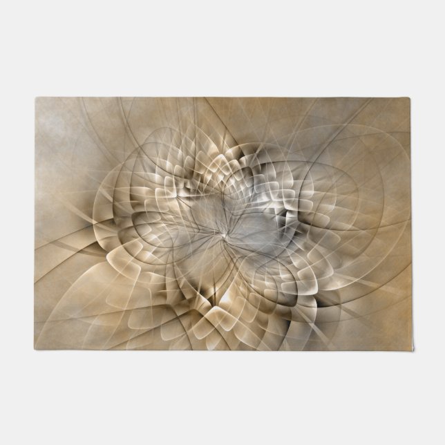 Earth Tones Abstrakt Moderne Fraktal Art Textur Fußmatte (Vorderseite)