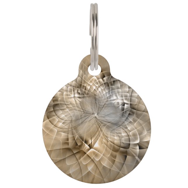 Earth Tones Abstrakt Moderne Fraktal Art Textur Haustiermarke (Vorderseite)