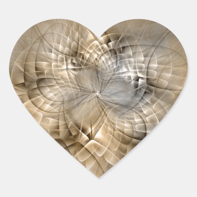 Earth Tones Abstrakt Moderne Fraktal Art Textur Herz-Aufkleber (Vorderseite)
