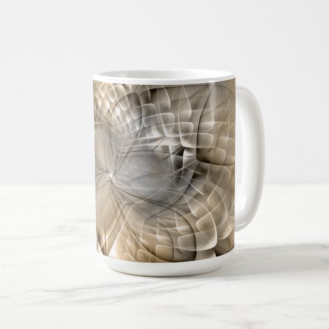 Earth Tones Abstrakt Moderne Fraktal Art Textur Kaffeetasse (VorderseiteRechts)