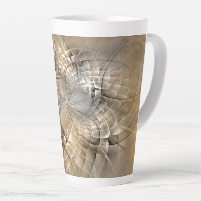 Earth Tones Abstrakt Moderne Fraktal Art Textur Milchtasse (Rechte Ecke)