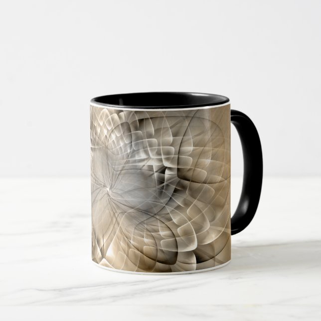 Earth Tones Abstrakt Moderne Fraktal Art Textur Tasse (VorderseiteRechts)