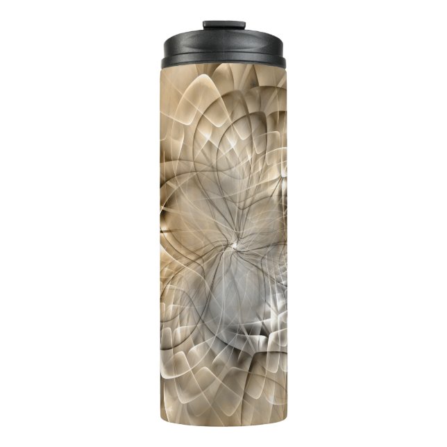 Earth Tones Abstrakt Moderne Fraktal Art Textur Thermosbecher (Vorderseite)