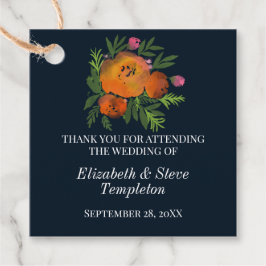 Earth Tones Burnt Orange Navy Floral Wedding Geschenkanhänger