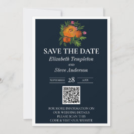 Earth Tones Burnt Orange Navy Floral Wedding Suite Save The Date