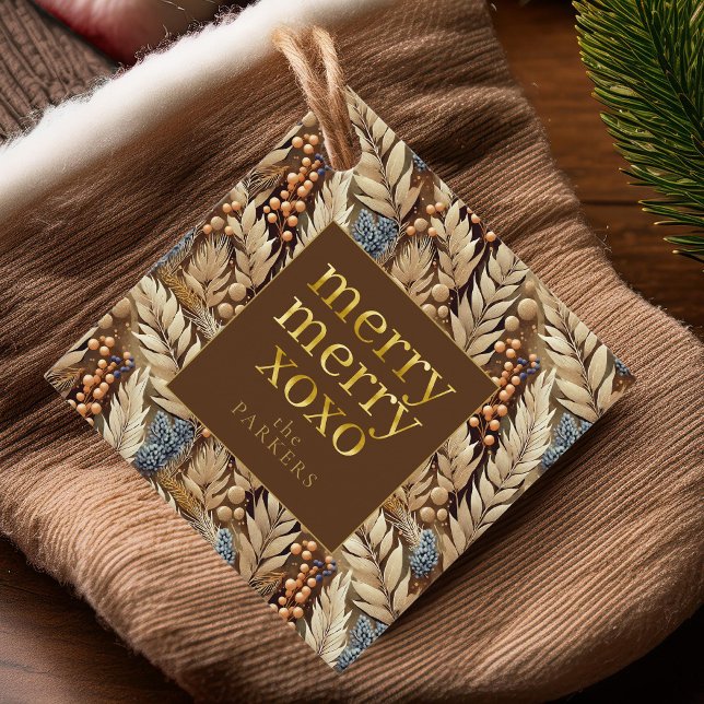 Earth Tones Christmas Merry Pattern#21 ID1009 Geschenkanhänger (Von Creator hochgeladen)