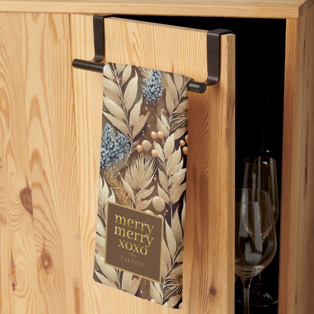 Earth Tones Christmas Merry Pattern#21 ID1009 Geschirrtuch (Drittel gefaltet)